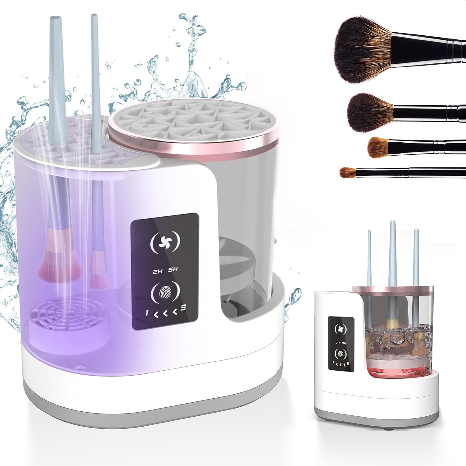 Pro Makeup Brush Cleaner – Electric, Rechargeable & Automatic Cleaning Stand for Brushes