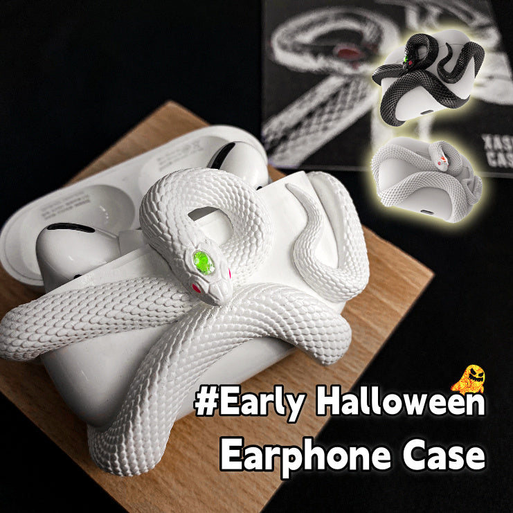 Spooky Snake Silicone Earphone Case – Wireless Headset Protector with Halloween Vibes