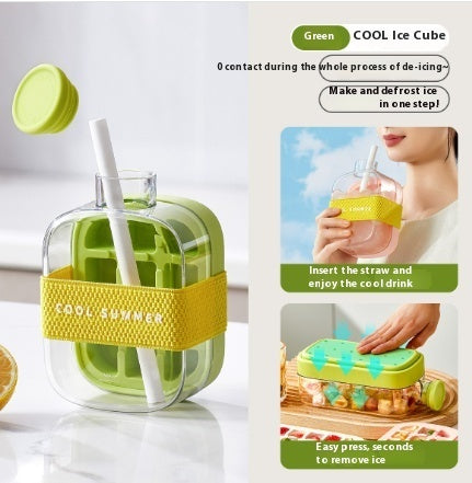 Portable Instant Ice Maker Cup – One-Click Chilled Drink Solution with Straw & Zero-Contact Design