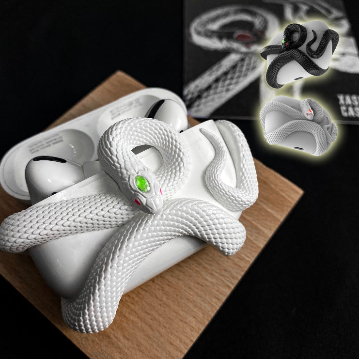 Spooky Snake Silicone Earphone Case – Wireless Headset Protector with Halloween Vibes