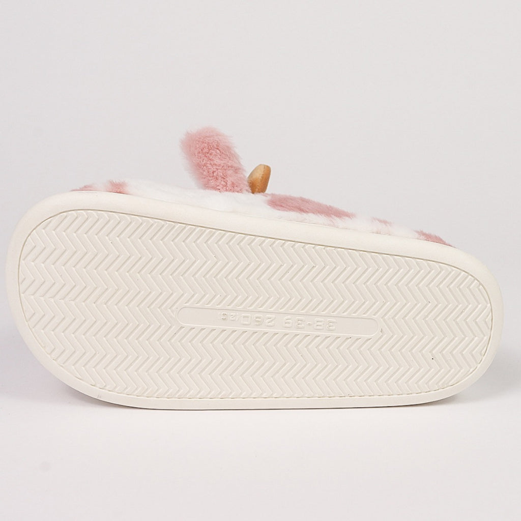 Cute Cow Plush Slippers – Warm, Fuzzy, Non-Slip Indoor Shoes for Winter Comfort